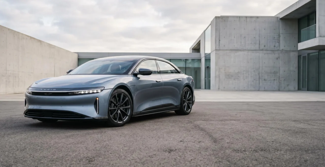 Premium electric vehicle showcasing advanced 800-volt charging technology with sleek aerodynamic design